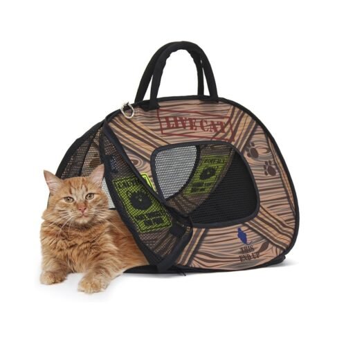 Sport Pet Portador De Gatos Sportpet Designs Com Fecho De Zíper - Bolsa Dobrável Para Viagem - Caneta Para Animais De Estimação Azul/Marrom (Cm-0431-Cs01)