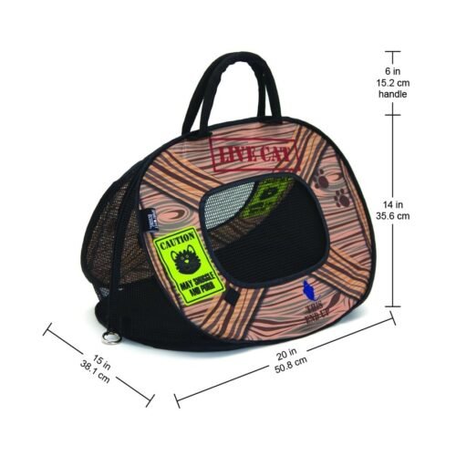 Sport Pet Portador De Gatos Sportpet Designs Com Fecho De Zíper - Bolsa Dobrável Para Viagem - Caneta Para Animais De Estimação Azul/Marrom (Cm-0431-Cs01) - Image 6