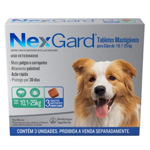 Nexgard Antipulgas E Carrapatos Para Cães De 10.1 A 25Kg 3 Tabletes - Image 2