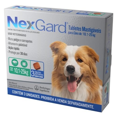 Nexgard Antipulgas E Carrapatos Para Cães De 10.1 A 25Kg 3 Tabletes