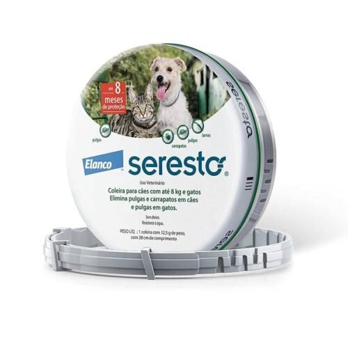 Coleira Seresto Anti-Carrapatos E Pulgas Para Cães E Gatos De Até 8Kg