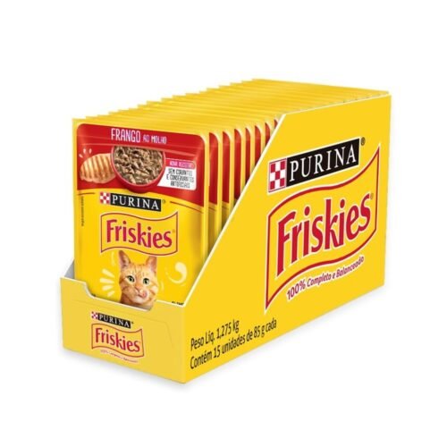 Pack Nestlé Purina Friskies Ração Úmida Para Gatos Adultos Frango Ao Molho - Com 15 Sachês 85G