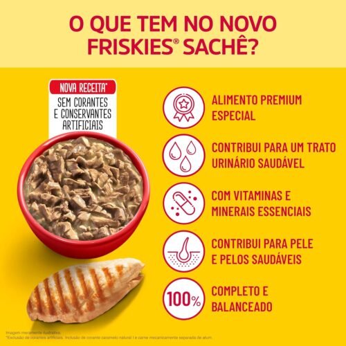 Pack Nestlé Purina Friskies Ração Úmida Para Gatos Adultos Frango Ao Molho - Com 15 Sachês 85G - Image 3