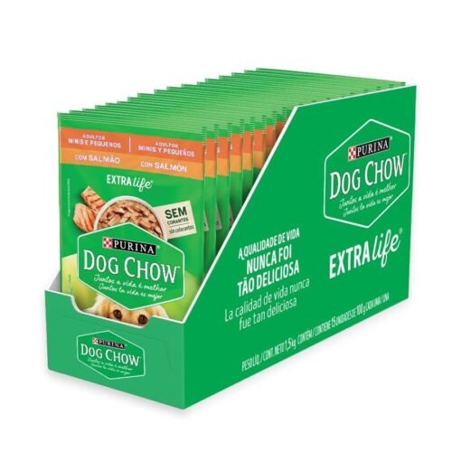 Pack Ração Úmida Cães Adultos Pequenos Dog Chow Salmão - Com 15 Sachês 100G