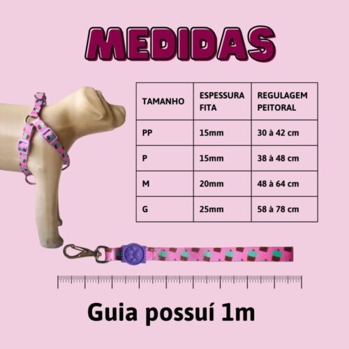 My Pet Brasil Peitoral Para Cachorros M Ajuste Fácil No Corpo Do Pet Cupcake Coleira Peitoral Regulável Confortável E Resistente Rosa - Image 2