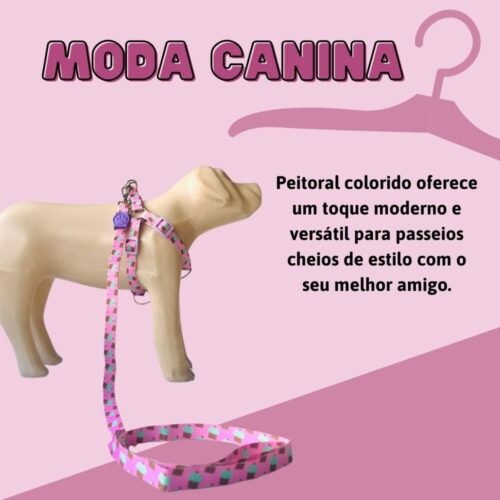 My Pet Brasil Peitoral Para Cachorros M Ajuste Fácil No Corpo Do Pet Cupcake Coleira Peitoral Regulável Confortável E Resistente Rosa - Image 3