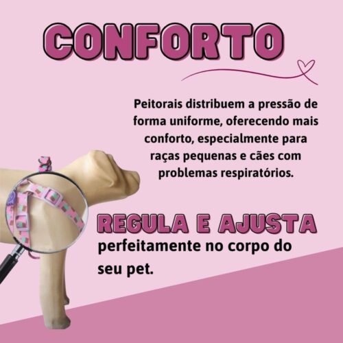 My Pet Brasil Peitoral Para Cachorros M Ajuste Fácil No Corpo Do Pet Cupcake Coleira Peitoral Regulável Confortável E Resistente Rosa - Image 5