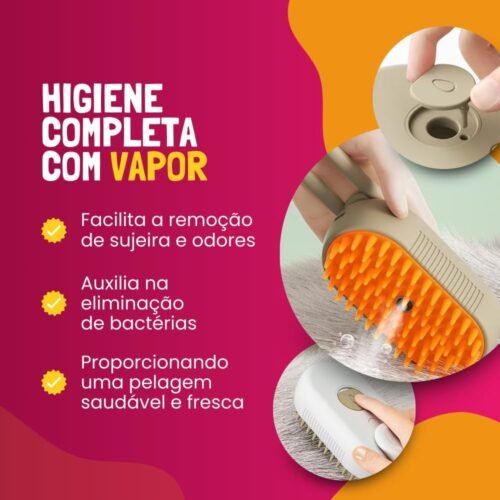 Escova a Vapor para Remoção de Pelos de Animais com Função de Massagem - Ideal para Gatos e Cães de Pequeno a Médio Porte, Suave e Eficiente (Branco) - Image 4